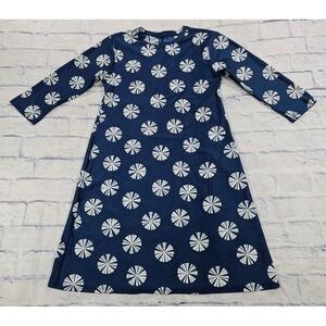 Southwind Apparel A-Line Dress Women M Blue White Floral Burst Pockets UPF50 USA